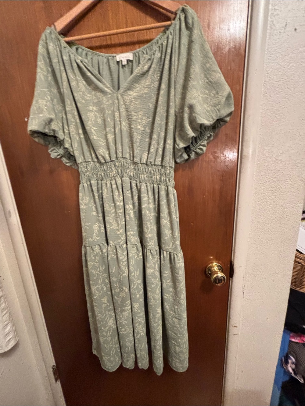 Sage Green Floral Midi Dress
